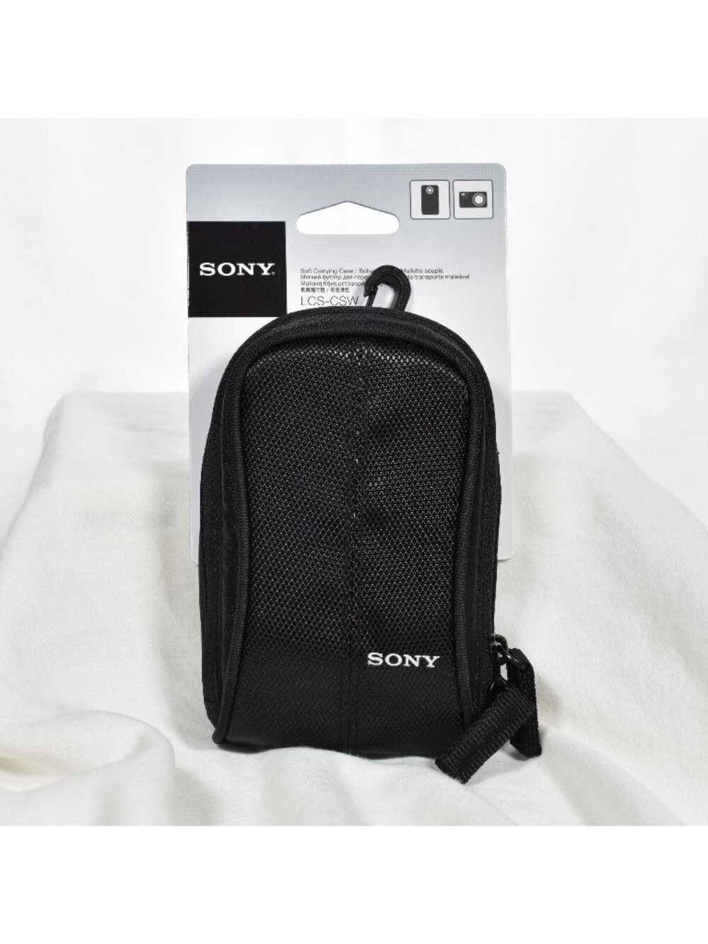 Sony LCS-CSW Soft Camera Case Black Belt Loop Memory Card Pocket Compact Pouch